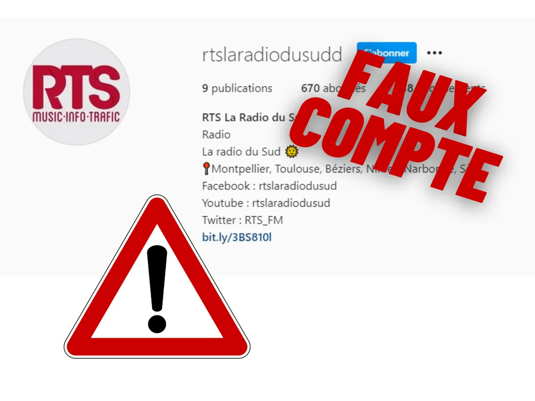 Faux compte RTS sur Instagram